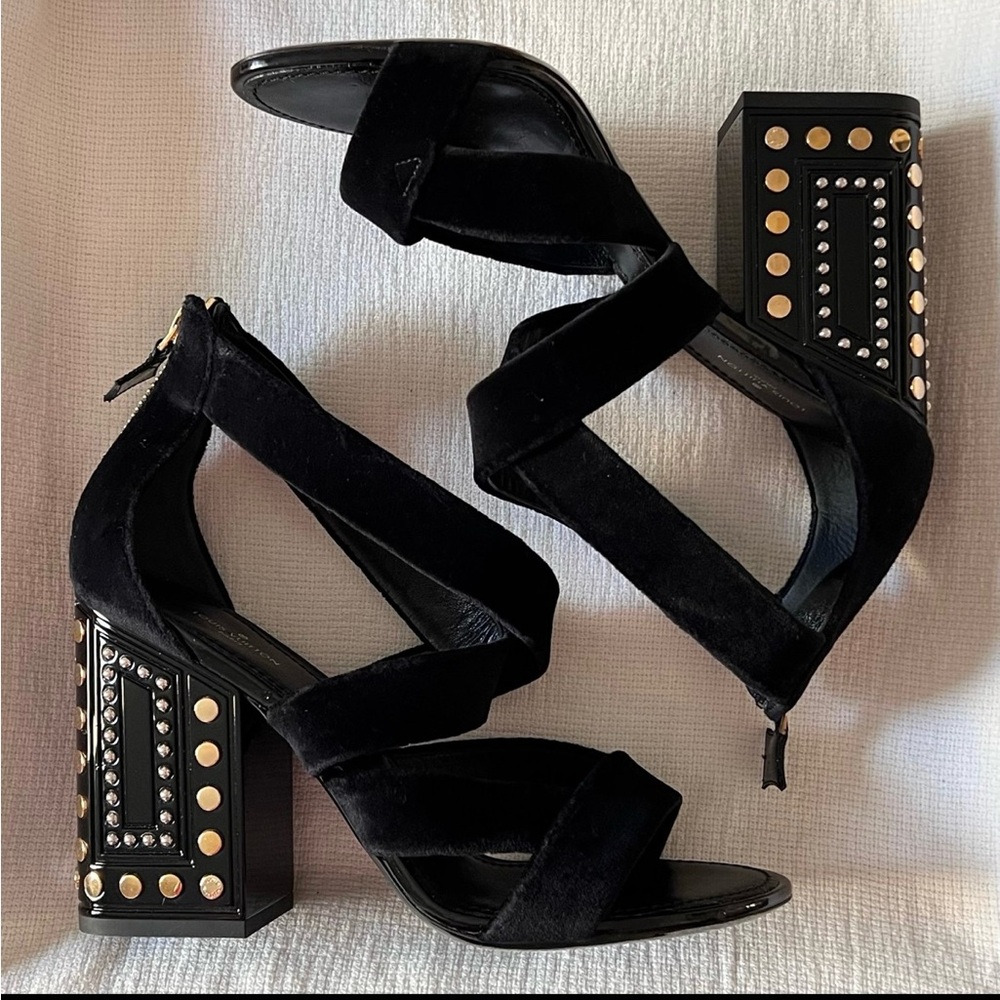 Louis Vuitton Black and Gold Studded Heels